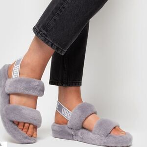 NEW UGG OH YEAH SLIDES SLIPPER FURRY SHEEPSKIN SANDALS